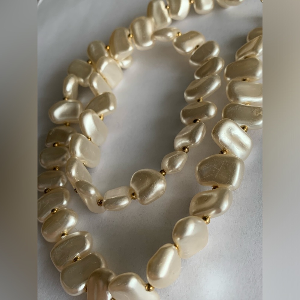 New vintage XL faux cream freshwater pearls necklace